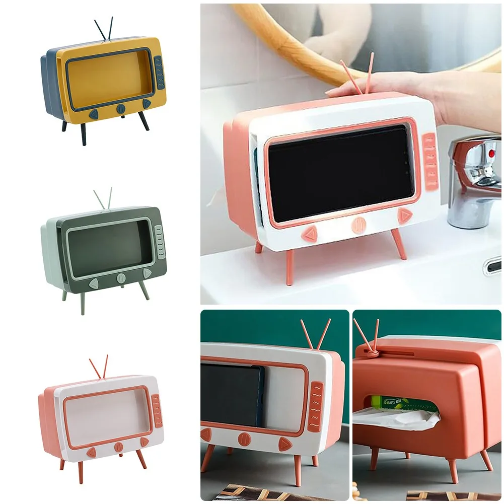 Creative TV Shape Tissue Box 2 In 1 Desktop Paper Holder Dispenser Storage Napkin Case Organizer With Mobile Phone Holder
Creative TV Shape Tissue Box 2 In 1 Desktop Paper Holder Dispenser Storage Napkin Case Organizer With Mobile Phone Holder