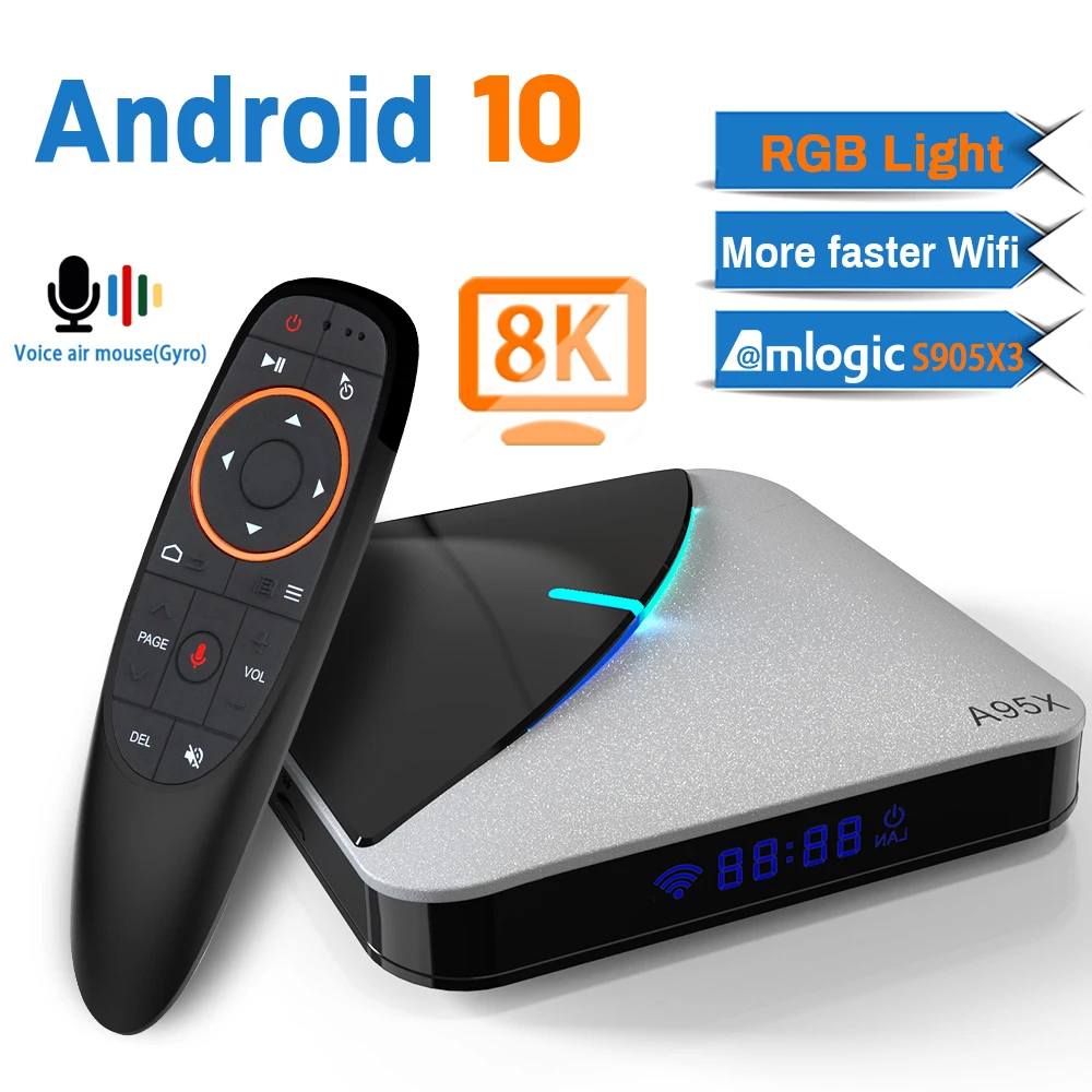

ТВ-приставка Transpeed A95X F3 Air, 8K, Android, Amlogic S905X3, 4K, голосовой помощник Google, Wi-Fi, 4 ГБ, 16 ГБ, 32 ГБ, 64 ГБ, ТВ-приставка RGBLight