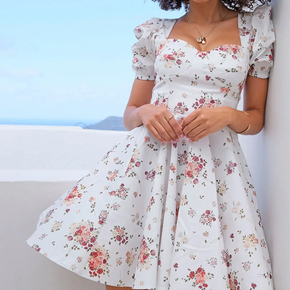 Flower Print White Dress Women Short Puff Mini Sundress Sexy Square Collar Woman High Waist Party A-Line Dress 2021 Summer
Flower Print White Dress Women Short Puff Mini Sundress Sexy Square Collar Woman High Waist Party A-Line Dress 2021 Summer