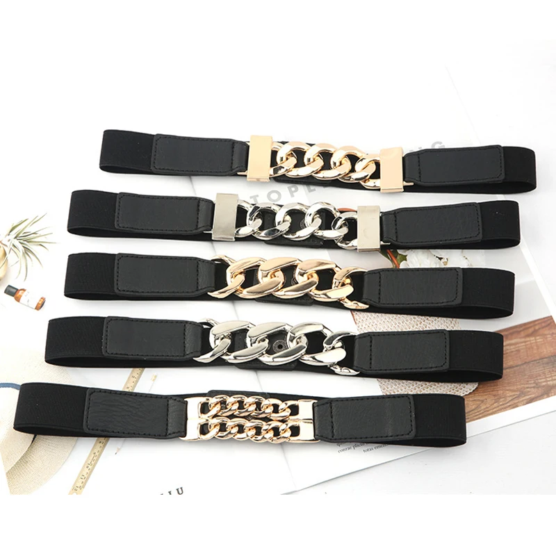 Decorative Waistband Stretch Lady Cummerbunds Gold Chain Belt Silver Metal Waist Belt Fashion Elastic Belt Dress Coat Sweater
Decorative Waistband Stretch Lady Cummerbunds Gold Chain Belt Silver Metal Waist Belt Fashion Elastic Belt Dress Coat Sweater
