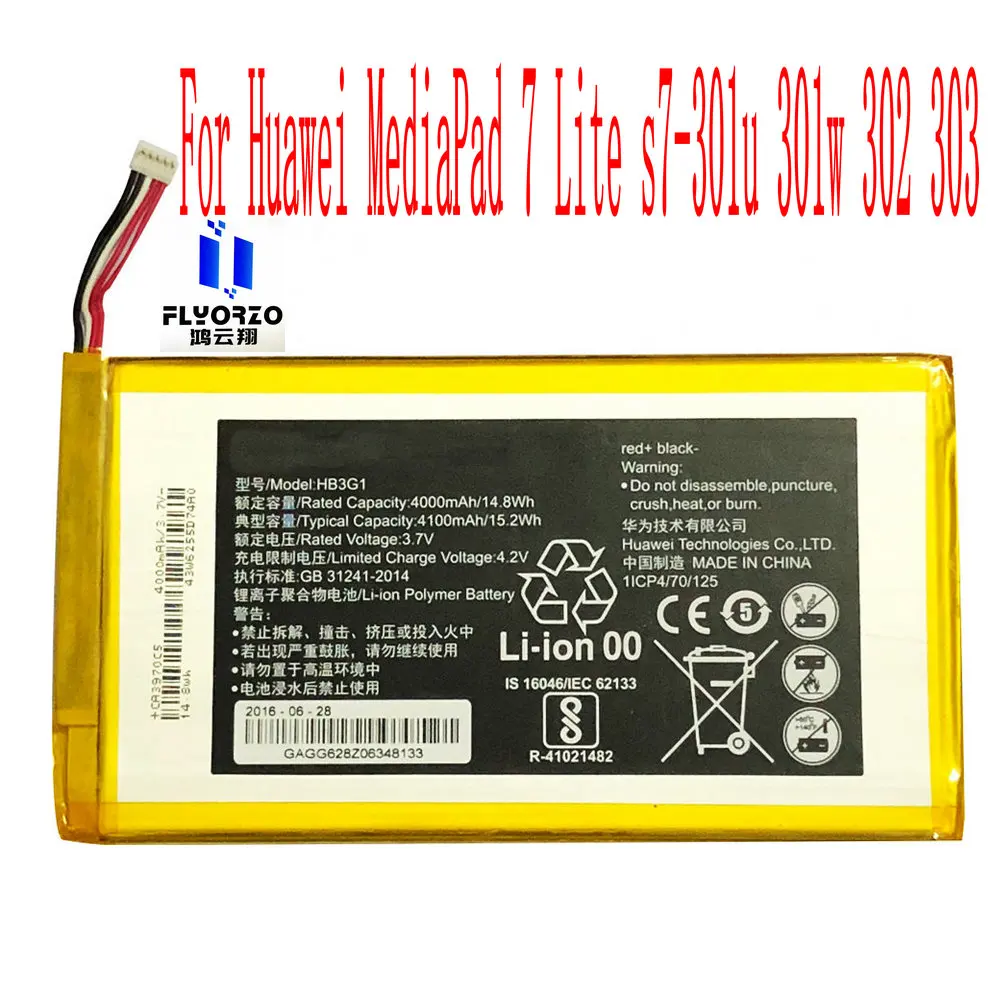 Высококачественный аккумулятор 4100 мАч HB3G1 для планшета Huawei MediaPad 7 Lite s7-301u 301w 302 303 |