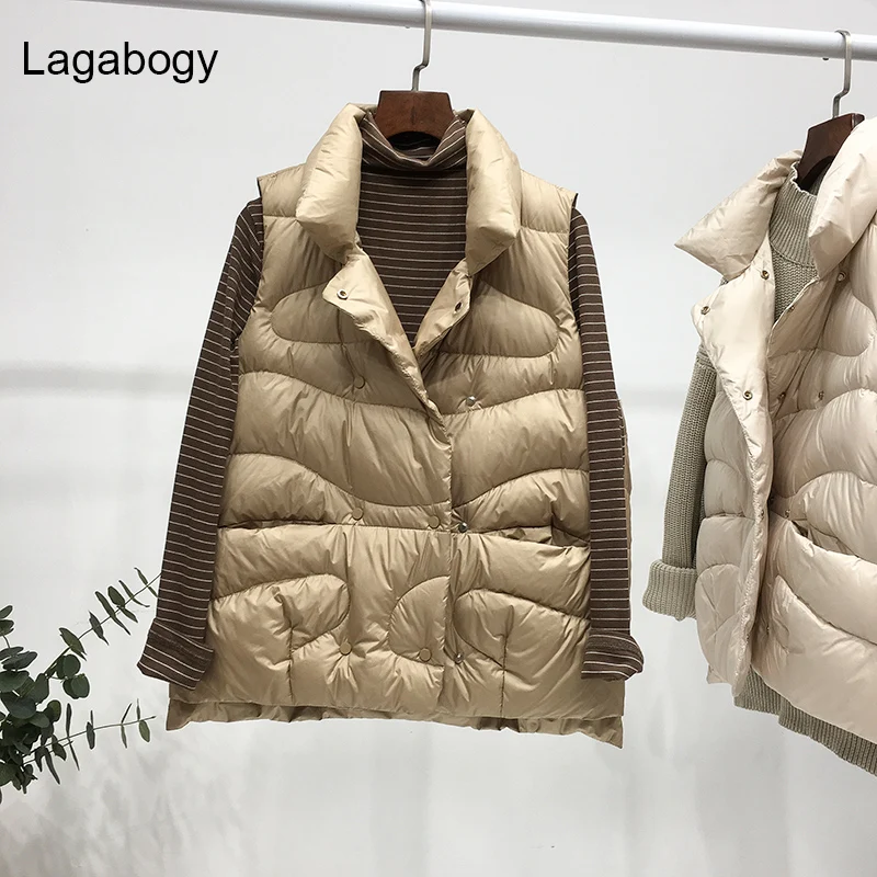 Lagabogy 2021 New Spring Women 90%White Duck Down Vest Female Autumn Ultra Light Casual Short Turn-Down Collar Waistcoat Outwear
Lagabogy 2021 New Spring Women 90%White Duck Down Vest Female Autumn Ultra Light Casual Short Turn-Down Collar Waistcoat Outwear