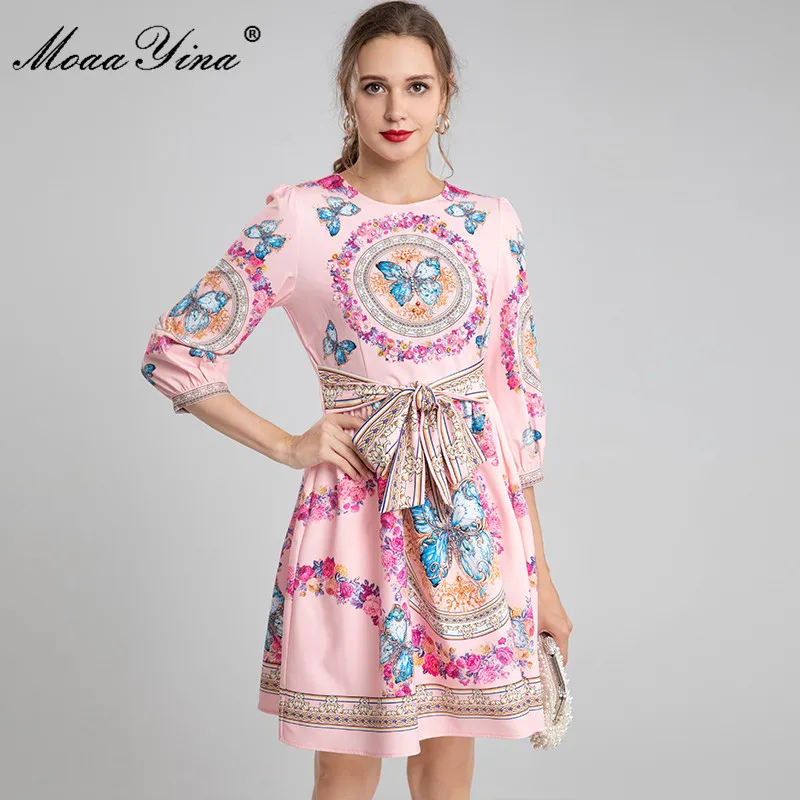 MoaaYina Fashion Designer Autumn Mini Dress Women O-Neck Lantern Sleeve Beading Sashes Floral Print Short Pink Dress
MoaaYina Fashion Designer Autumn Mini Dress Women O-Neck Lantern Sleeve Beading Sashes Floral Print Short Pink Dress