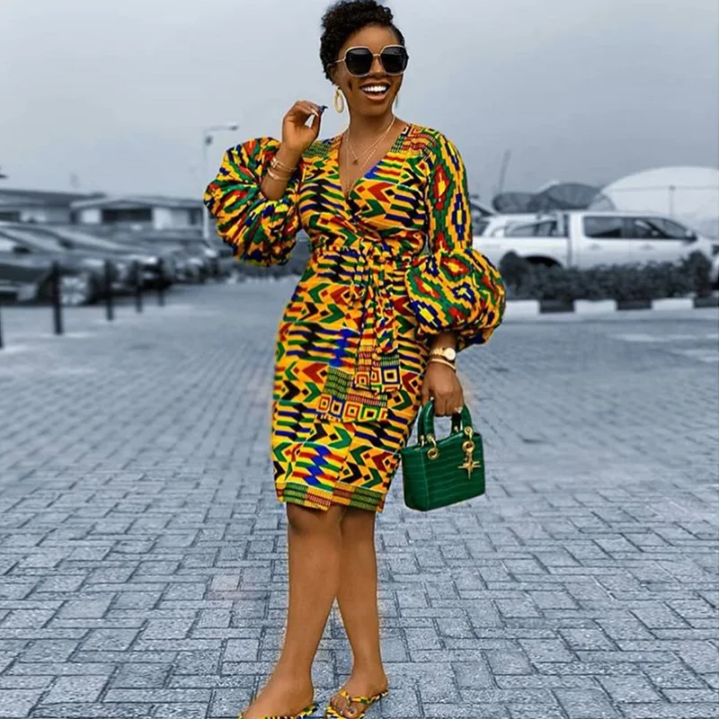 summer fashion African women's printed puff sleeve v-neck dress with waist belt fashion dresses sexy female dress 2020 new spri
summer fashion African women's printed puff sleeve v-neck dress with waist belt fashion dresses sexy female dress 2020 new spri