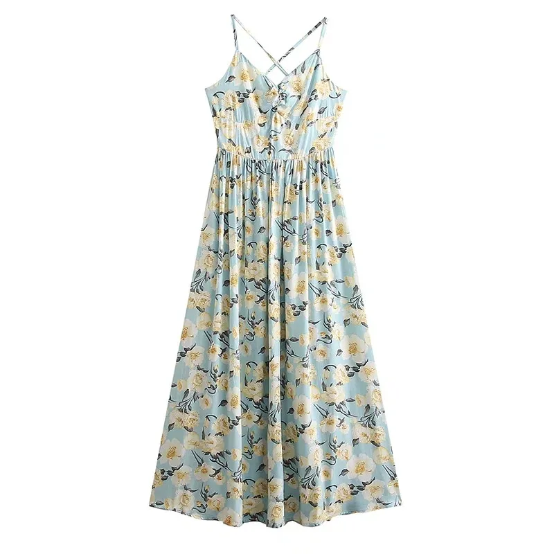Merodi Womens Fashion Floral Print Blue High Waist Long Dresses Stylish Lady V-Neck Back Corss Lace Spaghetti Strap Spring Dress
Merodi Womens Fashion Floral Print Blue High Waist Long Dresses Stylish Lady V-Neck Back Corss Lace Spaghetti Strap Spring Dress