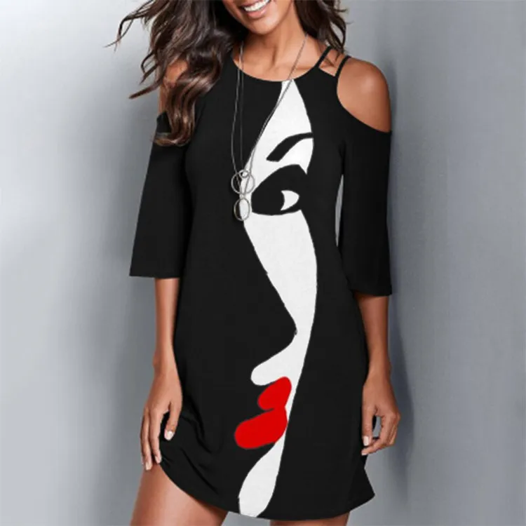 Half Sleeves Print Dress Women Causal Off Shoulder Midi Dress Female O-Neck Casual Loose Party Beach Dresses Plus Size Vestidos 
Half Sleeves Print Dress Women Causal Off Shoulder Midi Dress Female O-Neck Casual Loose Party Beach Dresses Plus Size Vestidos