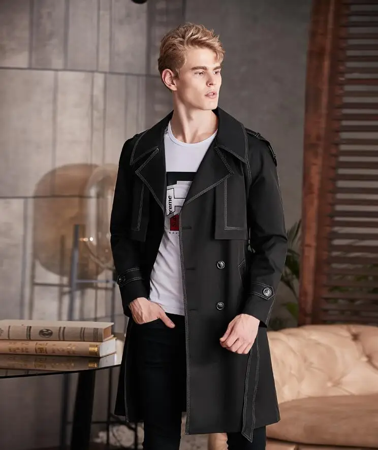 Mid-length trench coats men's windbreaker long-sleeved large size red autumn new double-breasted large lapel fashion contrast
Mid-length trench coats men's windbreaker long-sleeved large size red autumn new double-breasted large lapel fashion contrast