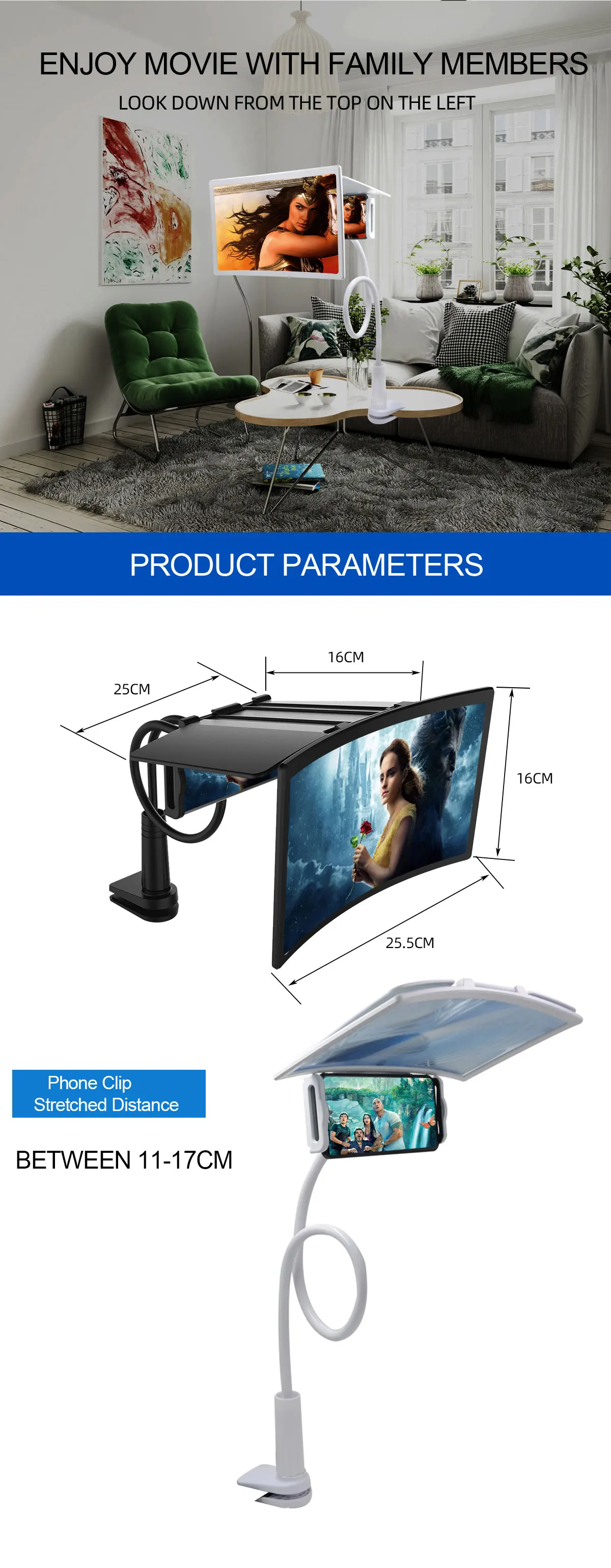 12 inch Lazy Bracket Phone Screen Magnifier 3D HD SmartPhone Screen Amplifier Projector Video Enlarger Foldable Holder Stand
12 inch Lazy Bracket Phone Screen Magnifier 3D HD SmartPhone Screen Amplifier Projector Video Enlarger Foldable Holder Stand
