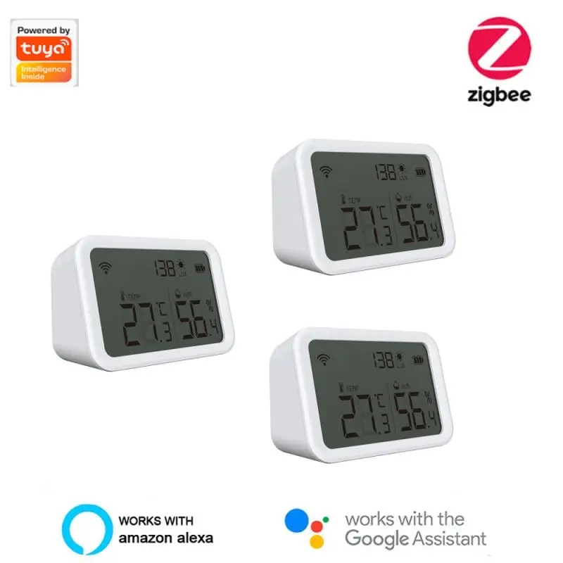 Датчик температуры и влажности Tuya Zigbee 3 0 сенсор люкс светильник гигрометр