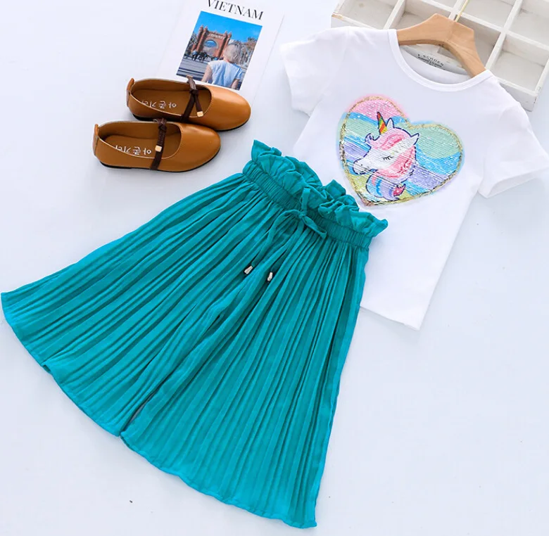 Baby Girl Clothes Set Summer Casual Outfit Kids Cartoon T Shirt Wide Leg Pant Two Pieces Tracksuit Children Clothing 2 To 8 Year
Baby Girl Clothes Set Summer Casual Outfit Kids Cartoon T Shirt Wide Leg Pant Two Pieces Tracksuit Children Clothing 2 To 8 Year
