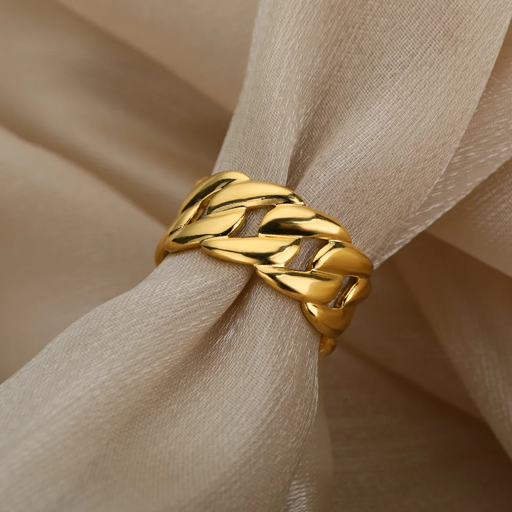 Punk Wide Cuban Chain Rings For Women Men Sliver Color Stainless Steel Twisted Geometric Finger Rings Trendy Jewelry 2021
Punk Wide Cuban Chain Rings For Women Men Sliver Color Stainless Steel Twisted Geometric Finger Rings Trendy Jewelry 2021
