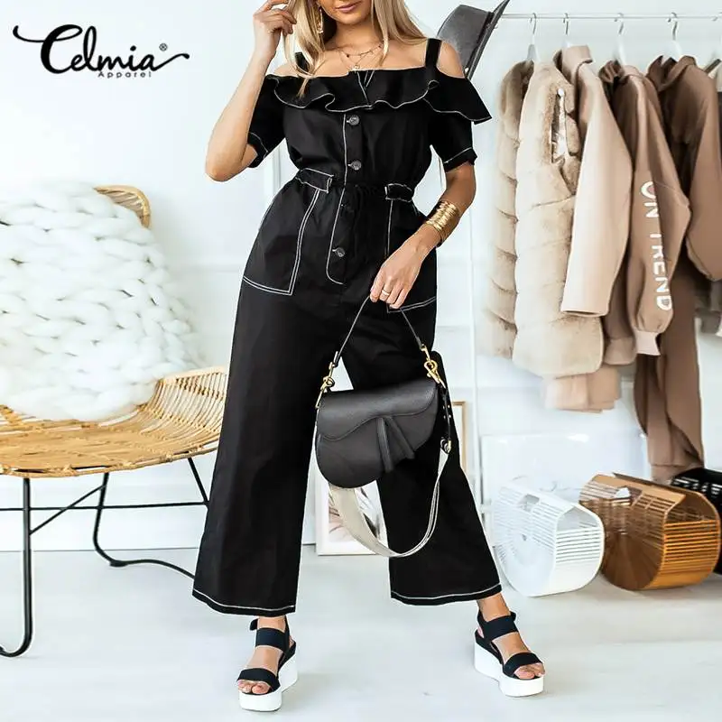 Celmia Sexy Off Shoulder Jumpsuit Women Summer Long Rompers 2021 Short Sleeve Ruffles Cargo Pants Casual High Waist Work Overall
Celmia Sexy Off Shoulder Jumpsuit Women Summer Long Rompers 2021 Short Sleeve Ruffles Cargo Pants Casual High Waist Work Overall