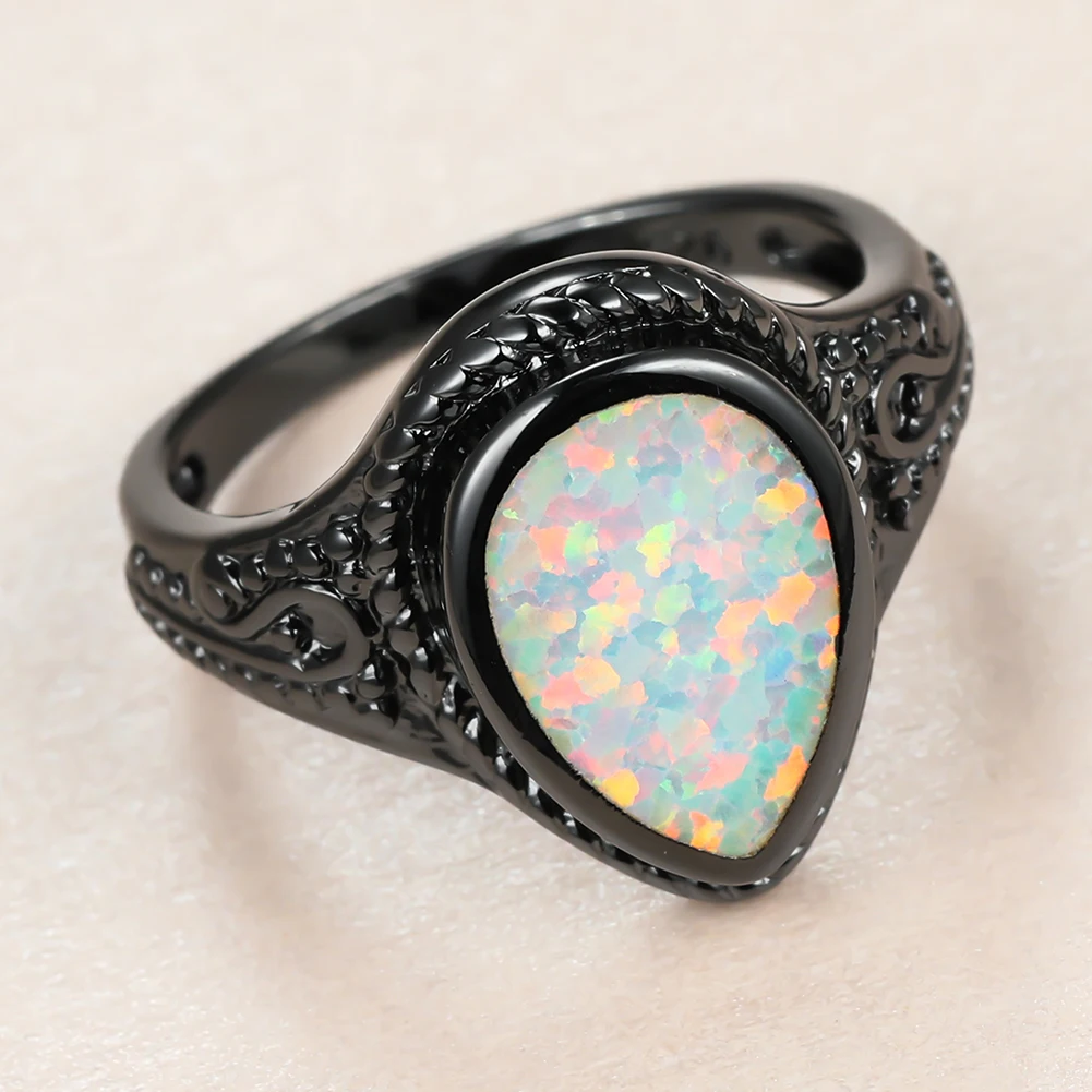 Vintage Male Female Water Drop Thin Ring Punk 14KT Black Gold Wedding Rings For Women Punk Bride White Opal Engagement Ring
Vintage Male Female Water Drop Thin Ring Punk 14KT Black Gold Wedding Rings For Women Punk Bride White Opal Engagement Ring