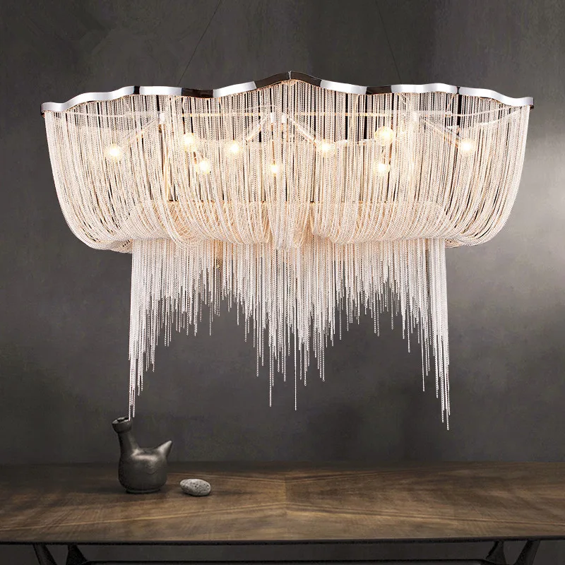 wongshi Modern Aluminum Chain Nordic Style Tassel Chandelier Tassel Drop Lamp Creative Restaurant Lobby Light
wongshi Modern Aluminum Chain Nordic Style Tassel Chandelier Tassel Drop Lamp Creative Restaurant Lobby Light