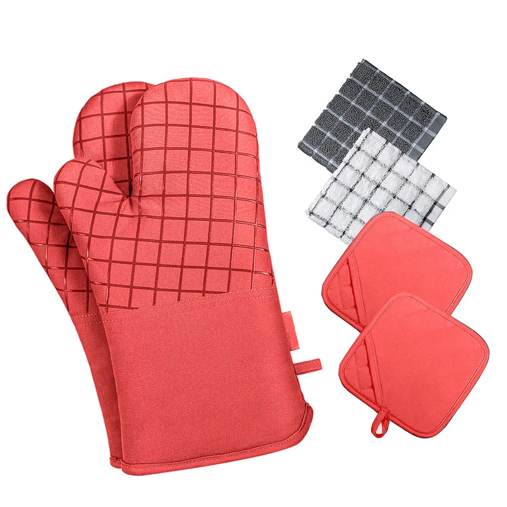 Microwave Silicone Kitchen Gloves Pot Holder Set Oven Mitts Cotton Heat Resistant Bbq Gloves For Cooking Barbecue Mittens
Microwave Silicone Kitchen Gloves Pot Holder Set Oven Mitts Cotton Heat Resistant Bbq Gloves For Cooking Barbecue Mittens