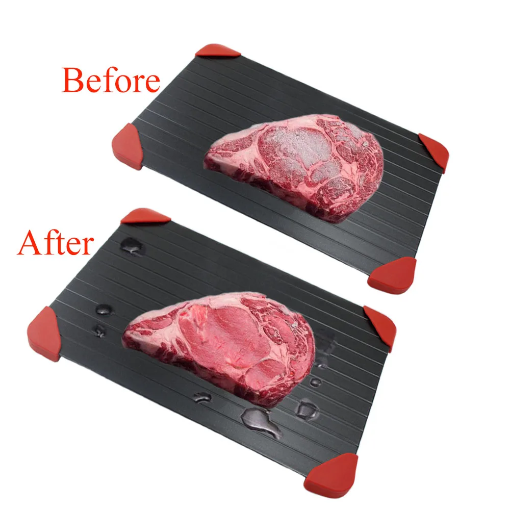Fast Defrosting Tray Thaw Food Meat Fruit Quick Defrosting Plate Board Defrost Tray with 4PCS Silicone Pad
Fast Defrosting Tray Thaw Food Meat Fruit Quick Defrosting Plate Board Defrost Tray with 4PCS Silicone Pad