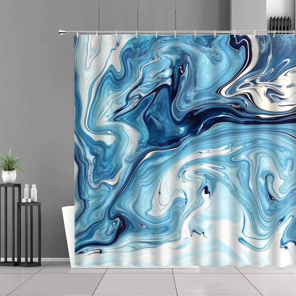 Abstract Marble Shower Curtain Blue White Liquid Swirls Agate Texture Ocean Natural Pattern Fabric Bathroom Curtains with Hooks
Abstract Marble Shower Curtain Blue White Liquid Swirls Agate Texture Ocean Natural Pattern Fabric Bathroom Curtains with Hooks