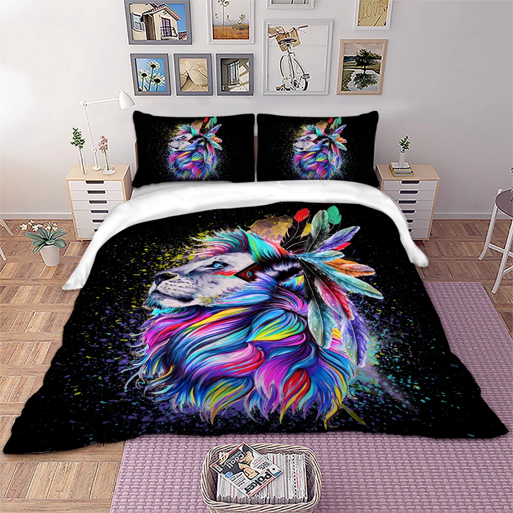 3D Lion feather Bedding set colorful animal Duvet Cover Pillowcases Twin Full Queen King bed set
3D Lion feather Bedding set colorful animal Duvet Cover Pillowcases Twin Full Queen King bed set