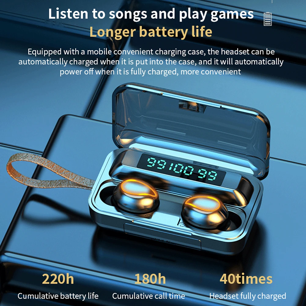 TWS Bluetooth-compatible Earbuds Wireless Earphones with Digital Display Charging Case Sports Fitness Wireless Headsets Stereo
TWS Bluetooth-compatible Earbuds Wireless Earphones with Digital Display Charging Case Sports Fitness Wireless Headsets Stereo