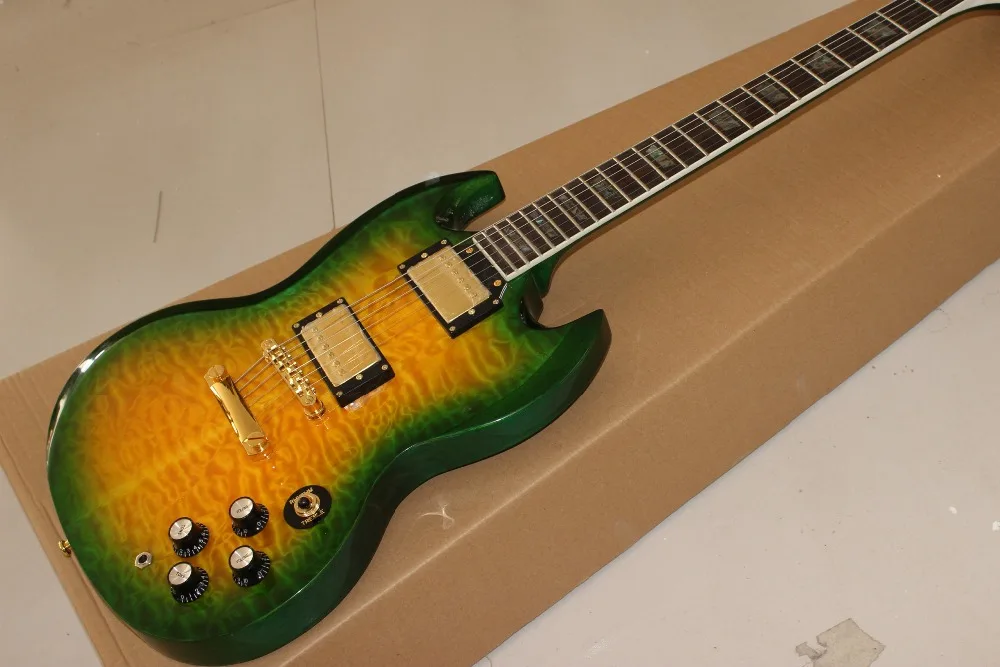 Handwork 6 String electric guitar green and yellow color guitarra Rosewood fingerboard gitaar
Handwork 6 String electric guitar green and yellow color guitarra Rosewood fingerboard gitaar