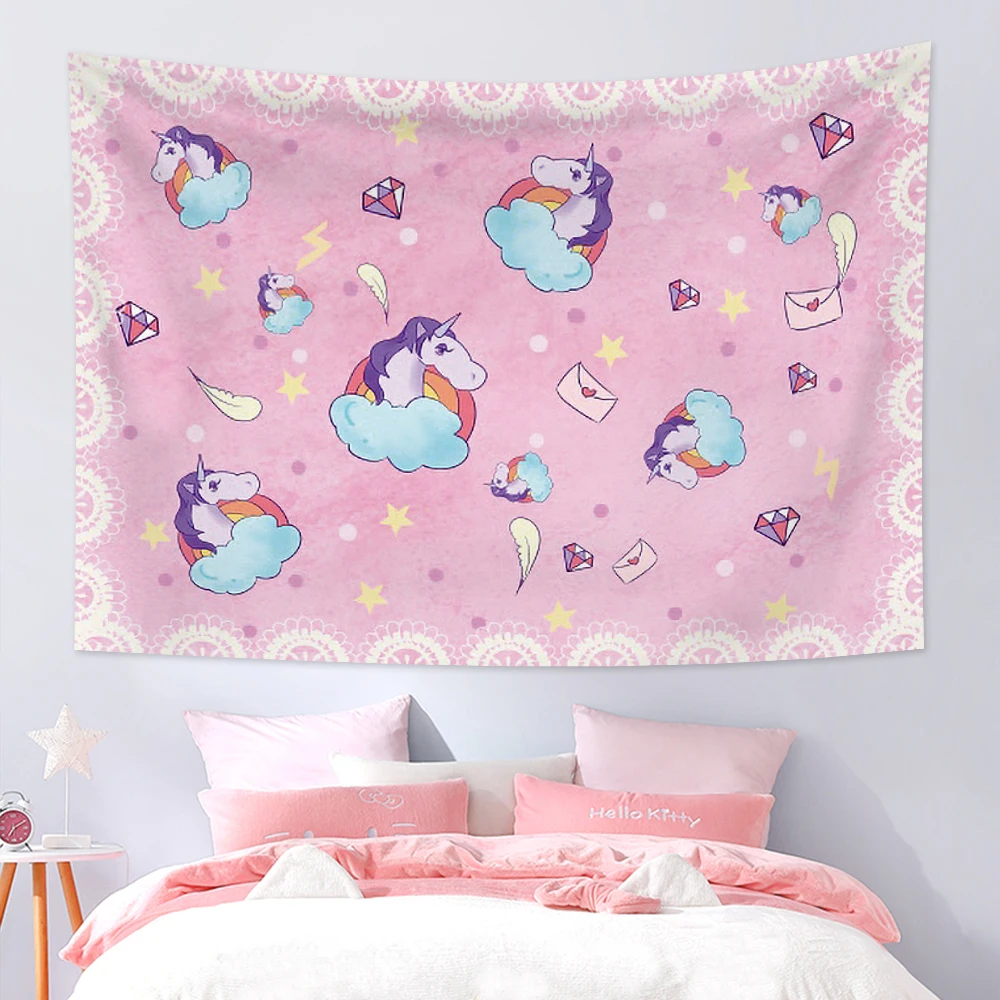 Laeacco Cartoon Unicorn Fruit Pattern Tapestry Kawaii Wall Hanging Blanket For Kids Girls Room Bedside Decoration Background
Laeacco Cartoon Unicorn Fruit Pattern Tapestry Kawaii Wall Hanging Blanket For Kids Girls Room Bedside Decoration Background