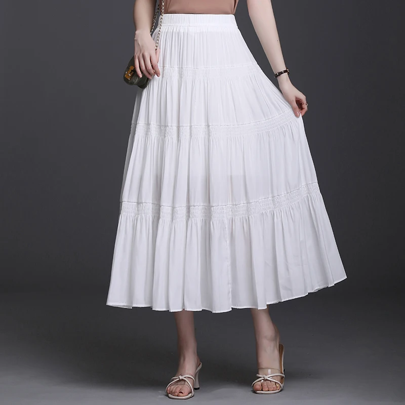 Summer Woman Long Sweet Pleated Skirt Cupcake Dress High Waist Fashion Solid Color Elegant Casual Girl Umbrella Skirt White
Summer Woman Long Sweet Pleated Skirt Cupcake Dress High Waist Fashion Solid Color Elegant Casual Girl Umbrella Skirt White