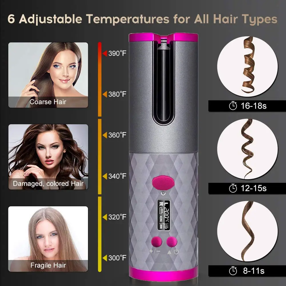 Wireless Curling Iron Hair Curler Cordless Auto Rotating Hair Waver Anti-scalding Big Wave Hair Curling Hair Style Tool Airwrap
Wireless Curling Iron Hair Curler Cordless Auto Rotating Hair Waver Anti-scalding Big Wave Hair Curling Hair Style Tool Airwrap