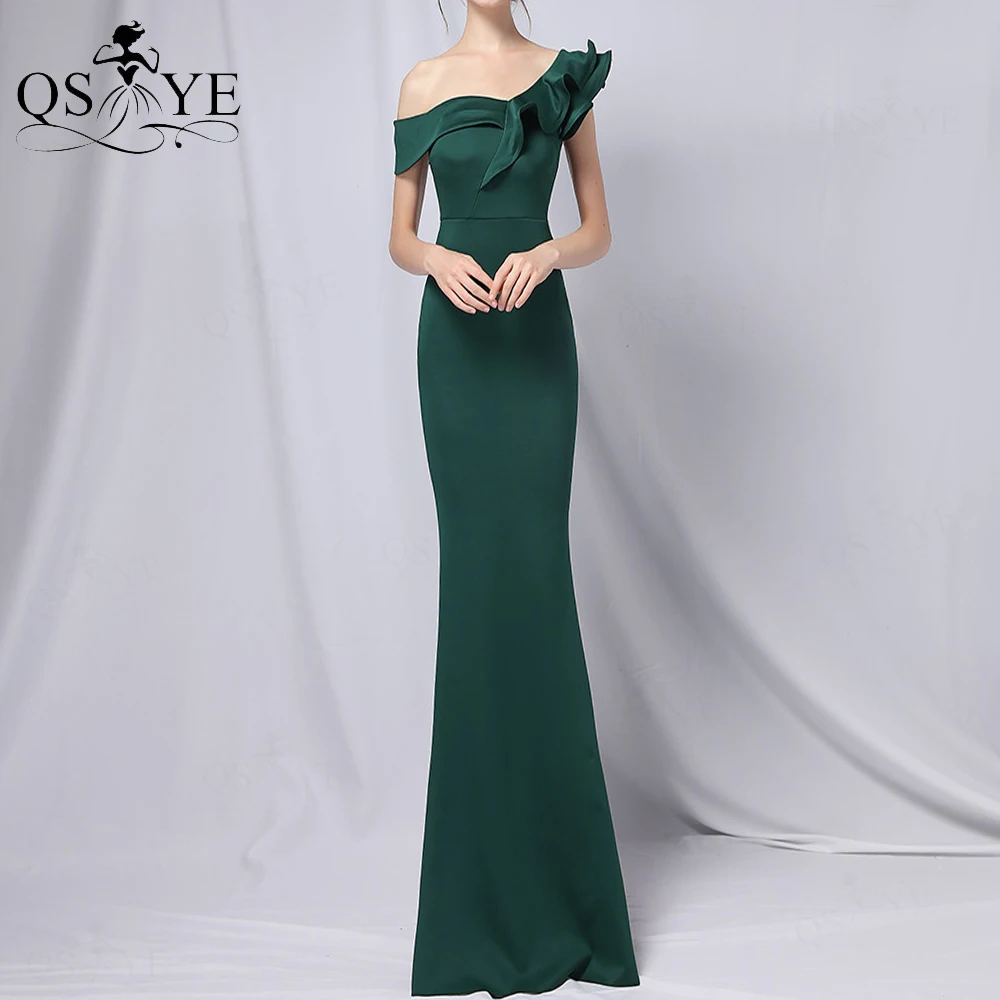 Green Evening Dresses One Shoulder Mermaid Formal Gown Side Sleeves Ruffles Neck Prom Dress Stretch Fitted Emerald Party Dress
Green Evening Dresses One Shoulder Mermaid Formal Gown Side Sleeves Ruffles Neck Prom Dress Stretch Fitted Emerald Party Dress