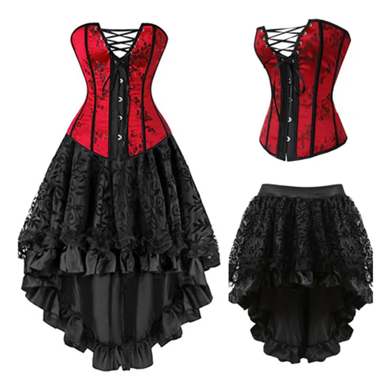 2021 Fashion Sexy Corsets Dresses Plus Size Costume Red Corset And Skirt Lingerie Set
2021 Fashion Sexy Corsets Dresses Plus Size Costume Red Corset And Skirt Lingerie Set