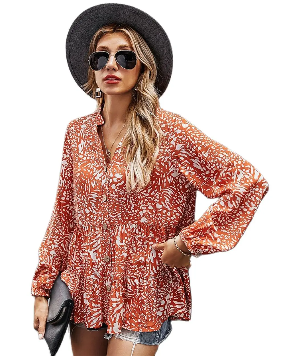 Autumn Women's V-Neck Floral Chiffon Blouse Long Sleeve Casual Single Row Open Button Casual Printed Long Sleeve Top 2021 New
Autumn Women's V-Neck Floral Chiffon Blouse Long Sleeve Casual Single Row Open Button Casual Printed Long Sleeve Top 2021 New