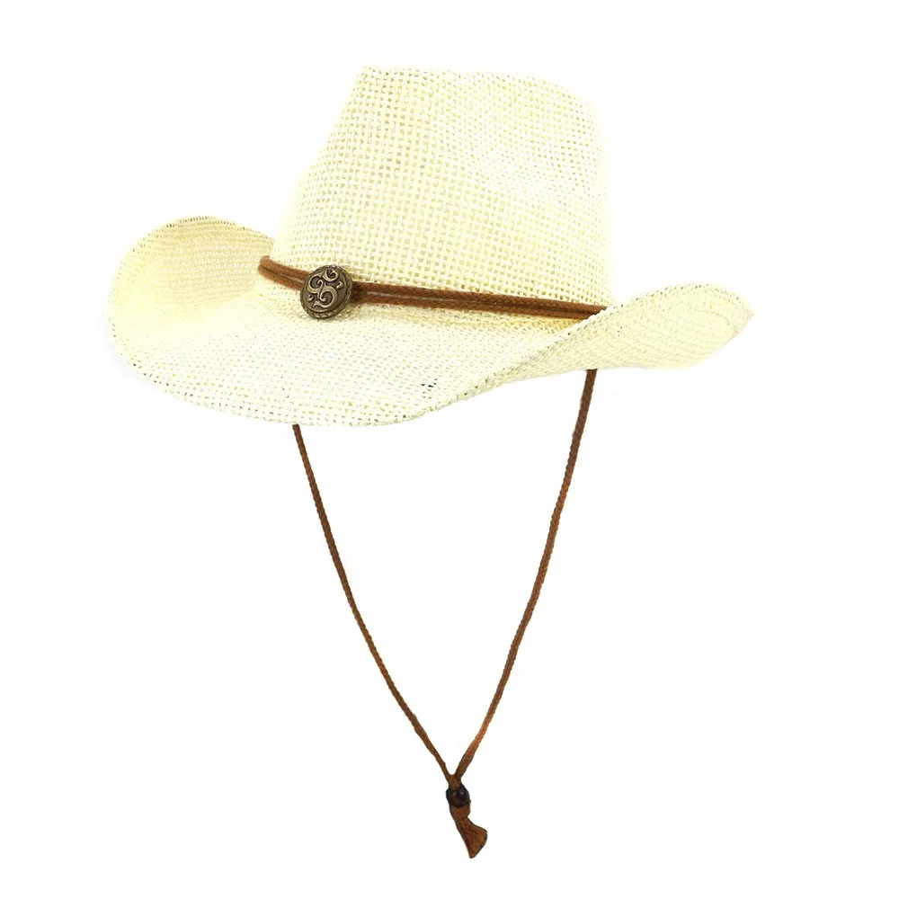 

Шляпа от солнца для женщин, летняя шляпа, новая модная ковбойская Этническая соломенная шляпа с раскрашенной краской, пляжная шляпа для отд...