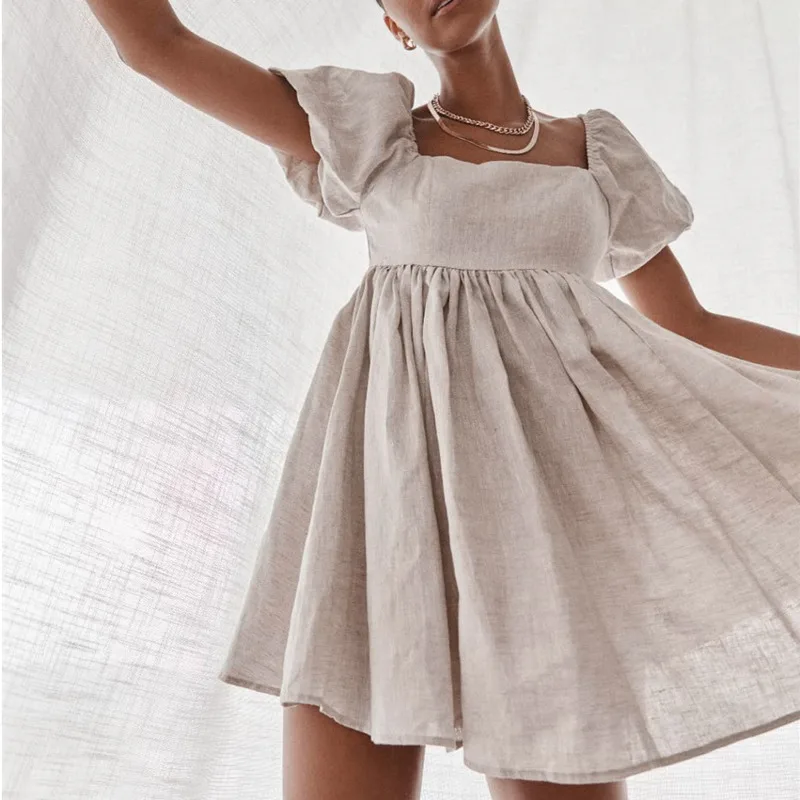 Summer Beach Dress Women 2021 Female Vintage Linen Elegant Dresses V Collar High Waist Puff Sleeve Casual Mini Dress Vestido
Summer Beach Dress Women 2021 Female Vintage Linen Elegant Dresses V Collar High Waist Puff Sleeve Casual Mini Dress Vestido