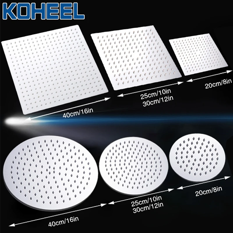 KOHEEL 16/12/10/8/6 inch Square Shower head round Polished Chrome Stainless Steel Bathroom Rainfall Shower Heads
KOHEEL 16/12/10/8/6 inch Square Shower head round Polished Chrome Stainless Steel Bathroom Rainfall Shower Heads