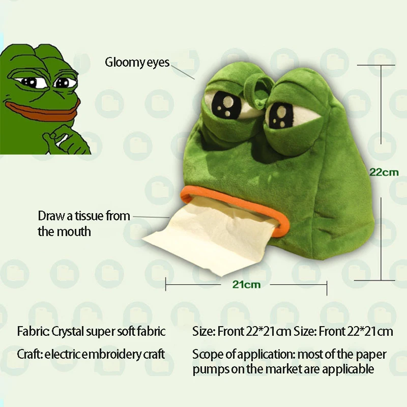 1pcs Creative Tissue Box Cute Soft Plush Animals Napkin Case Sad Frog Shape Living Room Decoration Desktop Funny Tissue Boxes
1pcs Creative Tissue Box Cute Soft Plush Animals Napkin Case Sad Frog Shape Living Room Decoration Desktop Funny Tissue Boxes