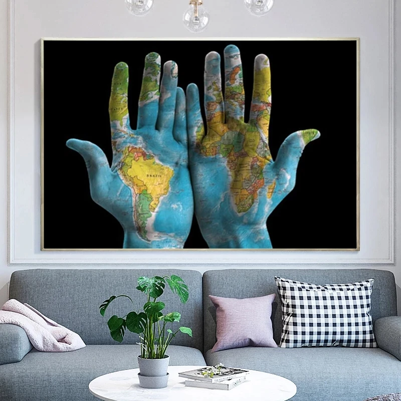 World Map In Hands Canvas Painting Poster Prints Nordic Poster Wall Art Pictures Cuadros Home Decoration for Living Room Decor
World Map In Hands Canvas Painting Poster Prints Nordic Poster Wall Art Pictures Cuadros Home Decoration for Living Room Decor