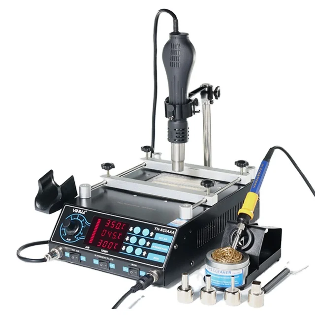 YIHUA 853AAA 3 in 1 digital SMD soldering desoldering hot air gun preheat BGA rework soldering station
YIHUA 853AAA 3 in 1 digital SMD soldering desoldering hot air gun preheat BGA rework soldering station