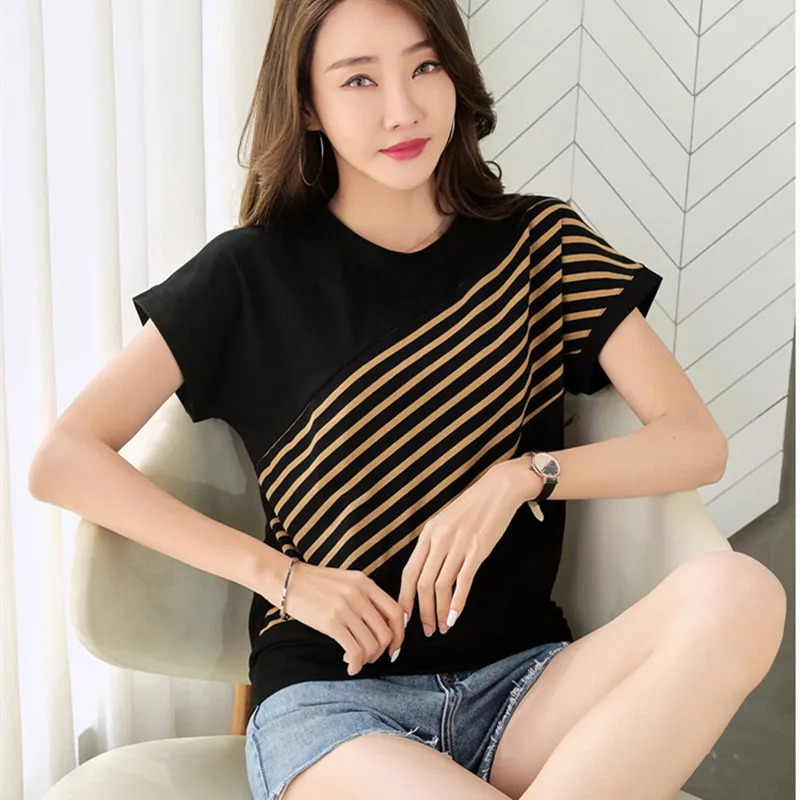 Oversized Cotton Short Sleeve Tshirt Women Striped Fashion Summer Loose Top O Neck Tees Fat Lady Streetwear
Oversized Cotton Short Sleeve Tshirt Women Striped Fashion Summer Loose Top O Neck Tees Fat Lady Streetwear