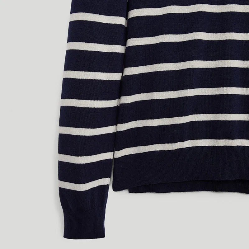 Spring and Autumn New Casual Fashion High Neck Knitted Pullover Loose Wild Striped Sweater Women
Spring and Autumn New Casual Fashion High Neck Knitted Pullover Loose Wild Striped Sweater Women