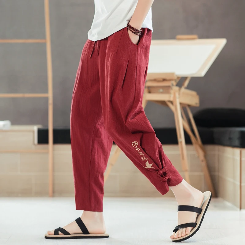Fashion Men Embroidery Loose Harem Pants Mens Cotton Linen 2020 Big Size High Quality Trousers Male Ankle-Length Pants 5XL
Fashion Men Embroidery Loose Harem Pants Mens Cotton Linen 2020 Big Size High Quality Trousers Male Ankle-Length Pants 5XL