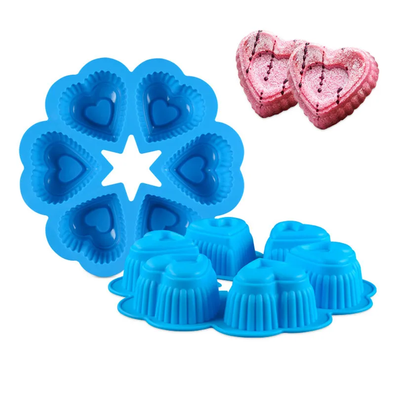 DIY Silicone Cake Mold Bakeware 6 Heart Shaped Love Cake Biscuit Pudding Mold Handmade Soap Molds
DIY Silicone Cake Mold Bakeware 6 Heart Shaped Love Cake Biscuit Pudding Mold Handmade Soap Molds