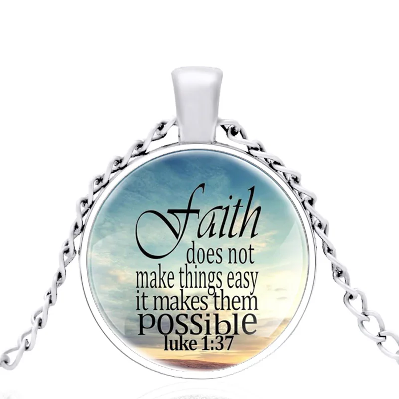 Vintage Bible Verse"Faith Does Not Make Things Easy"Design Glass Dome Pendant Necklace Men Women Jewelry Gifts
Vintage Bible Verse"Faith Does Not Make Things Easy"Design Glass Dome Pendant Necklace Men Women Jewelry Gifts