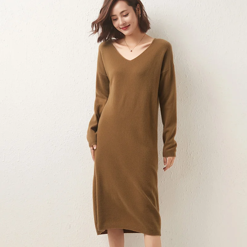 2021 Women 100%Pure Cashmere Dress Fall/Winter New Knit V-Neck Plus Size Pullover High Waist Wool Sweater Wild Thick Long Skirt
2021 Women 100%Pure Cashmere Dress Fall/Winter New Knit V-Neck Plus Size Pullover High Waist Wool Sweater Wild Thick Long Skirt