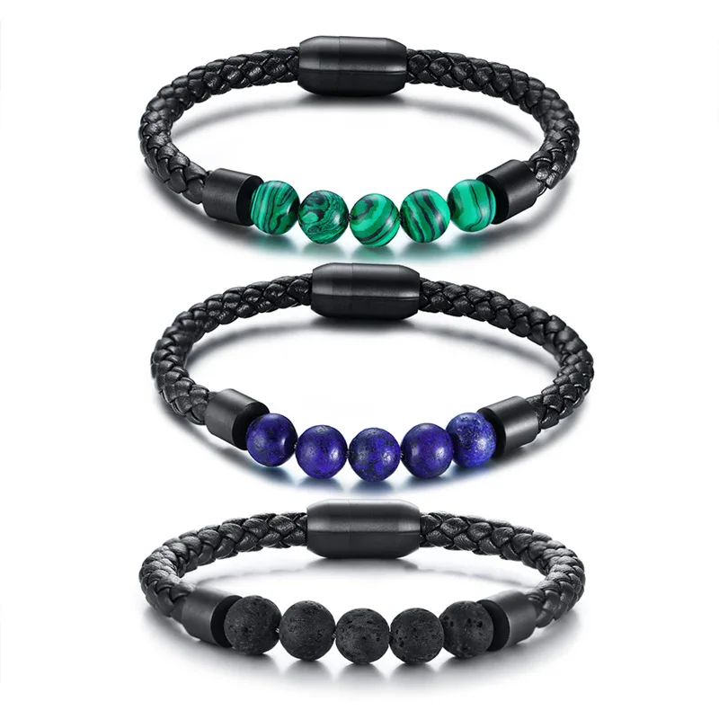 Fashion Jewelry Titanium Steel Jewelry Men's PU Leather Volcanic Rock Leather Bracelet for Women
Fashion Jewelry Titanium Steel Jewelry Men's PU Leather Volcanic Rock Leather Bracelet for Women