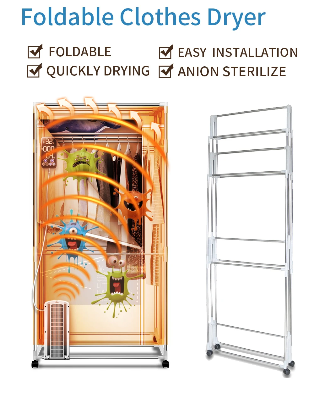 Kasydoff Foldable Clothes Dryer Portable 1500W-1.7 Meters Electric Clothes Drying Rack Energy Saving (Anion) Ventilation Dryer
Kasydoff Foldable Clothes Dryer Portable 1500W-1.7 Meters Electric Clothes Drying Rack Energy Saving (Anion) Ventilation Dryer