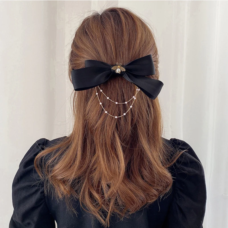 New Bow Pearls Chain Barrettes Hairpins For Women Rhinestone Spring Hair Clips Ribbon Headband Ponytail Hair Accessories
New Bow Pearls Chain Barrettes Hairpins For Women Rhinestone Spring Hair Clips Ribbon Headband Ponytail Hair Accessories