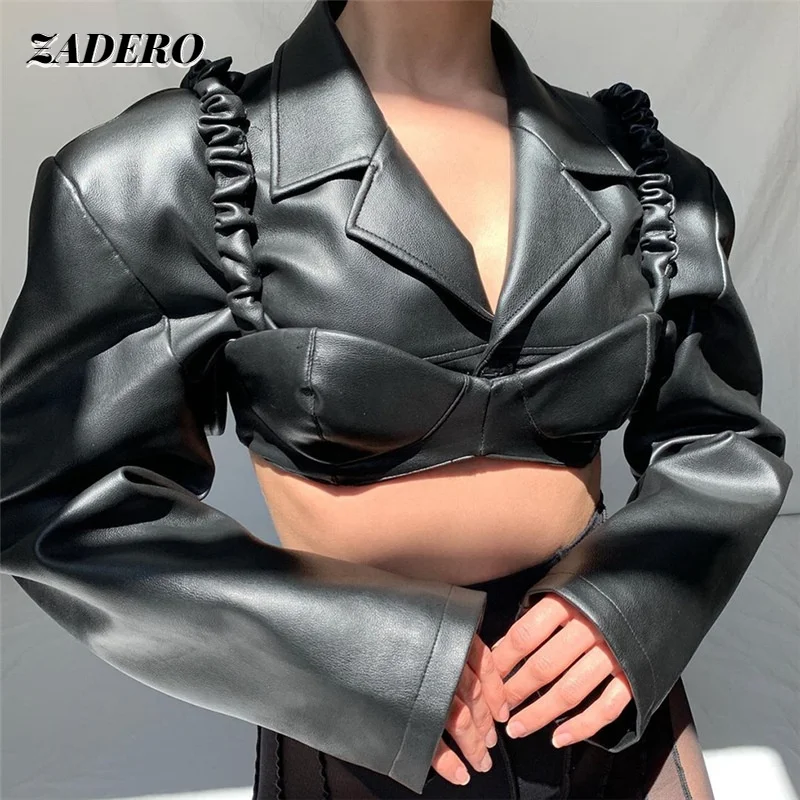 Fashion PU Leather Two-Piece Jacket +Outer Camisole for Women 2021 Sexy Solid Color One-Button High Street Party Clubwear Casual
Fashion PU Leather Two-Piece Jacket +Outer Camisole for Women 2021 Sexy Solid Color One-Button High Street Party Clubwear Casual