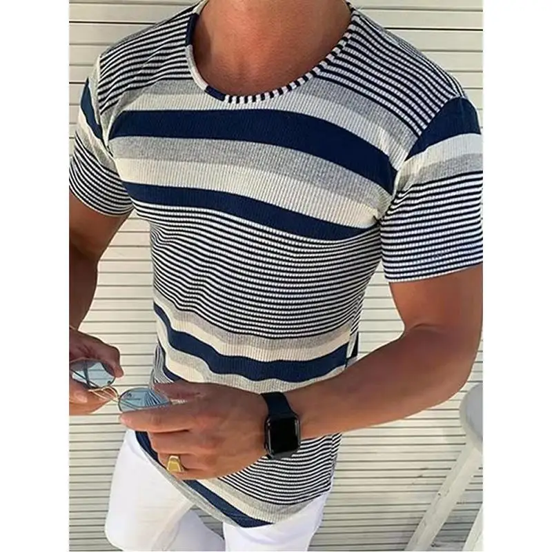 New Men's Clothing Horizontal Pattern Round Neck Short T Shirts European American Spring Summer Mens T Shirts 
New Men's Clothing Horizontal Pattern Round Neck Short T Shirts European American Spring Summer Mens T Shirts