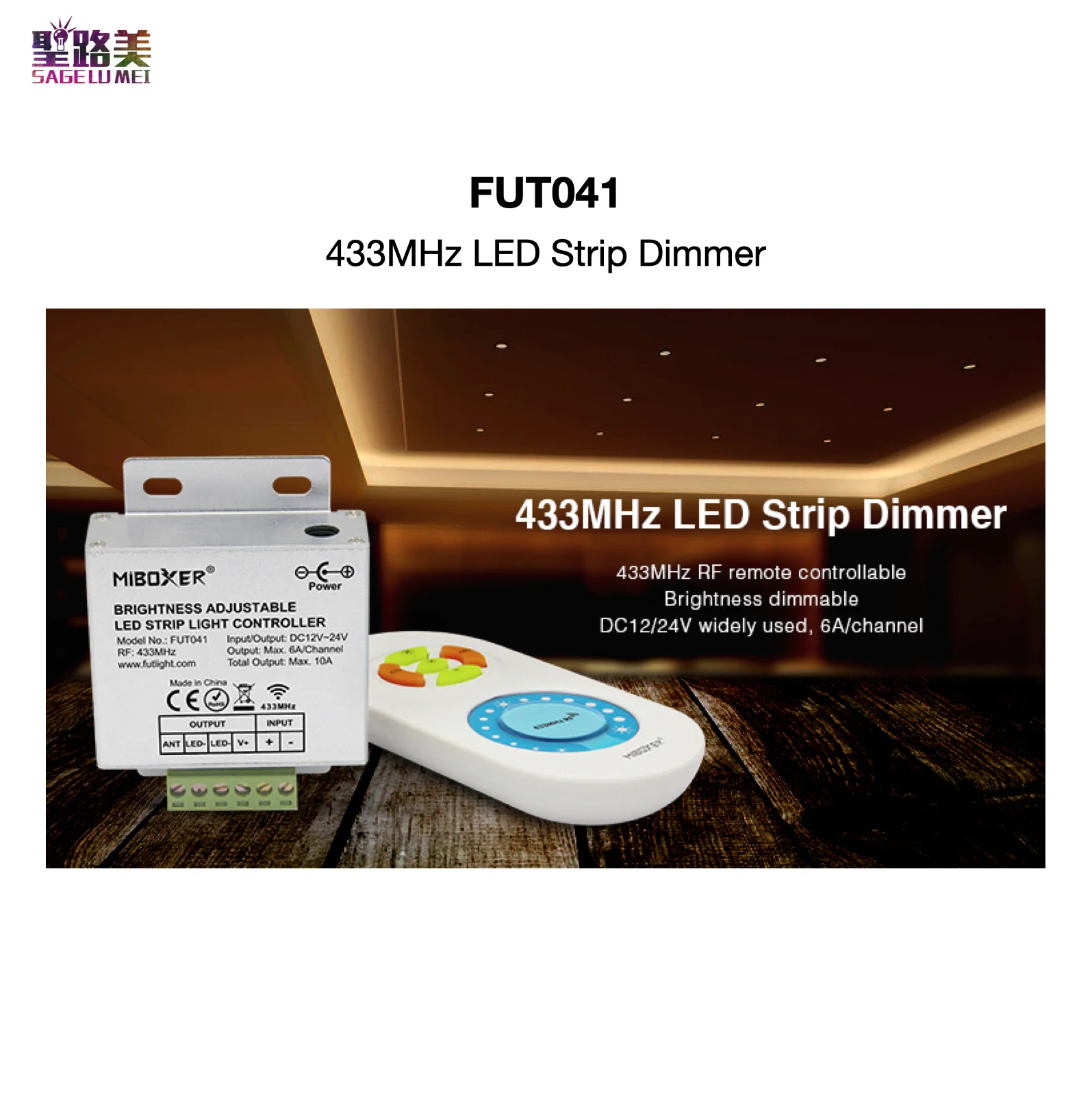 FUT041 433MHz LED Strip Dimmer 433MHz RF Remote Controllable, Brightness Dimmable for Single Color LED Strip Mi-Light MiBOXER 
FUT041 433MHz LED Strip Dimmer 433MHz RF Remote Controllable, Brightness Dimmable for Single Color LED Strip Mi-Light MiBOXER