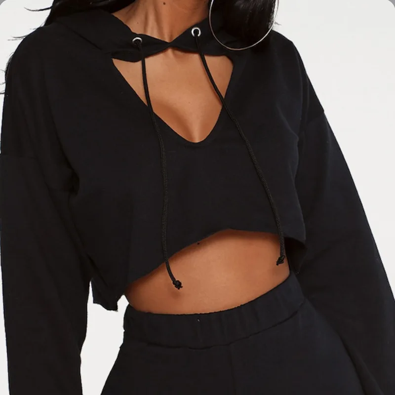 Harajuku New Sexy Hollow Short Cropped Hooded Black Sweater Women Short Casual Street Party Clothes 2022 Autumn and Winter
Harajuku New Sexy Hollow Short Cropped Hooded Black Sweater Women Short Casual Street Party Clothes 2022 Autumn and Winter