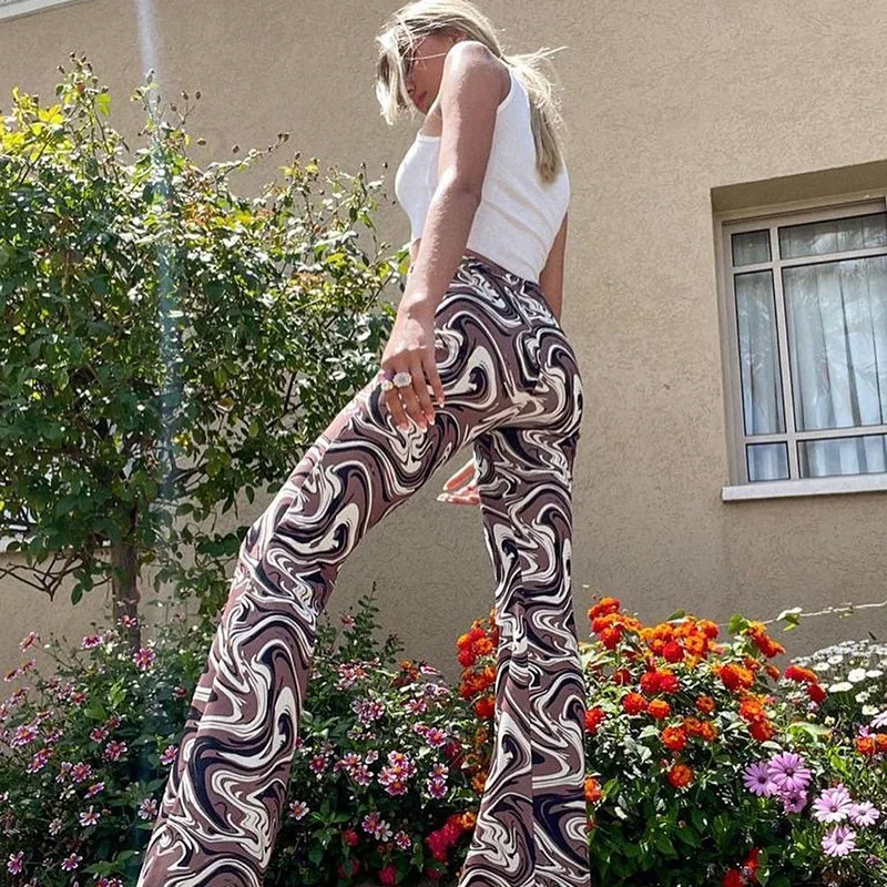 Printing Women Slim Pants High Waist Fashion Black White Printed Drape Flare Pants Female Summer Autumn Streetwear Trousers
Printing Women Slim Pants High Waist Fashion Black White Printed Drape Flare Pants Female Summer Autumn Streetwear Trousers